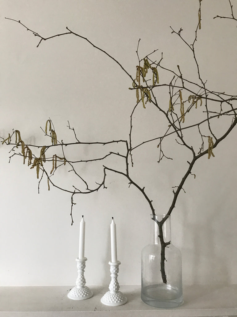 Pair of Opaline Bobble Glass Candlesticks